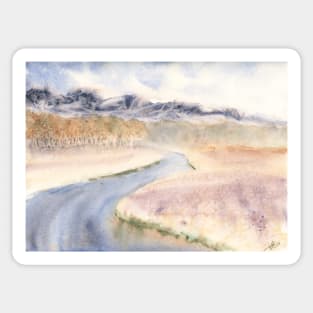 Tundra River Watercolor Painting Sticker